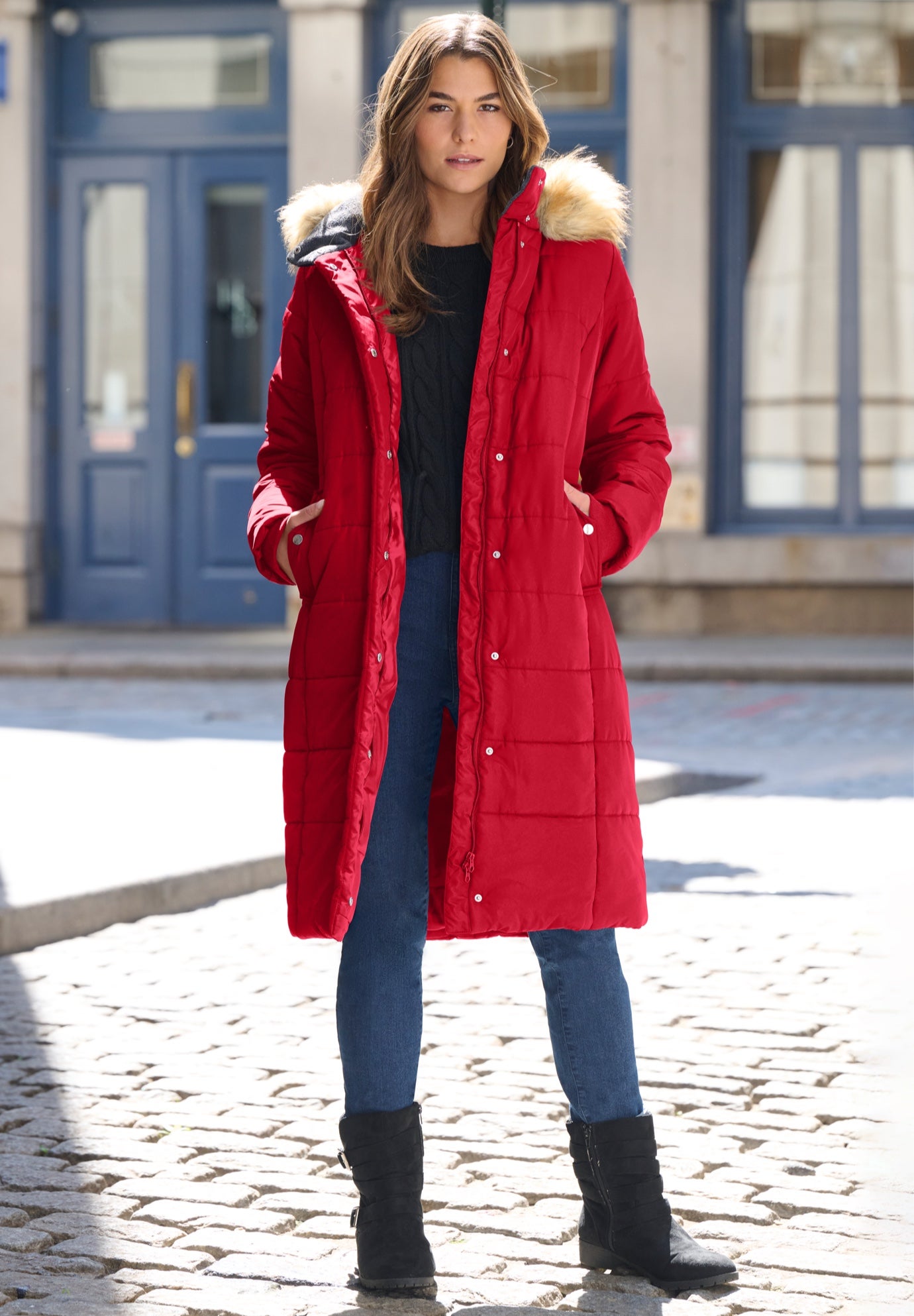 Plus Size Knee Length Puffer Coat image number 0