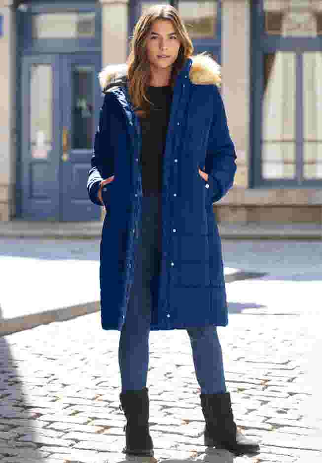 Plus Size Knee Length Puffer Coat image number 0