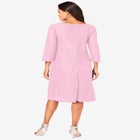 Plus-Size 3/4 Sleeve Boatneck Lace Swing Dress image number null