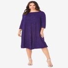 Plus-Size 3/4 Sleeve Boatneck Lace Swing Dress image number null