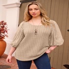 Lace Sleeve Sweater image number null