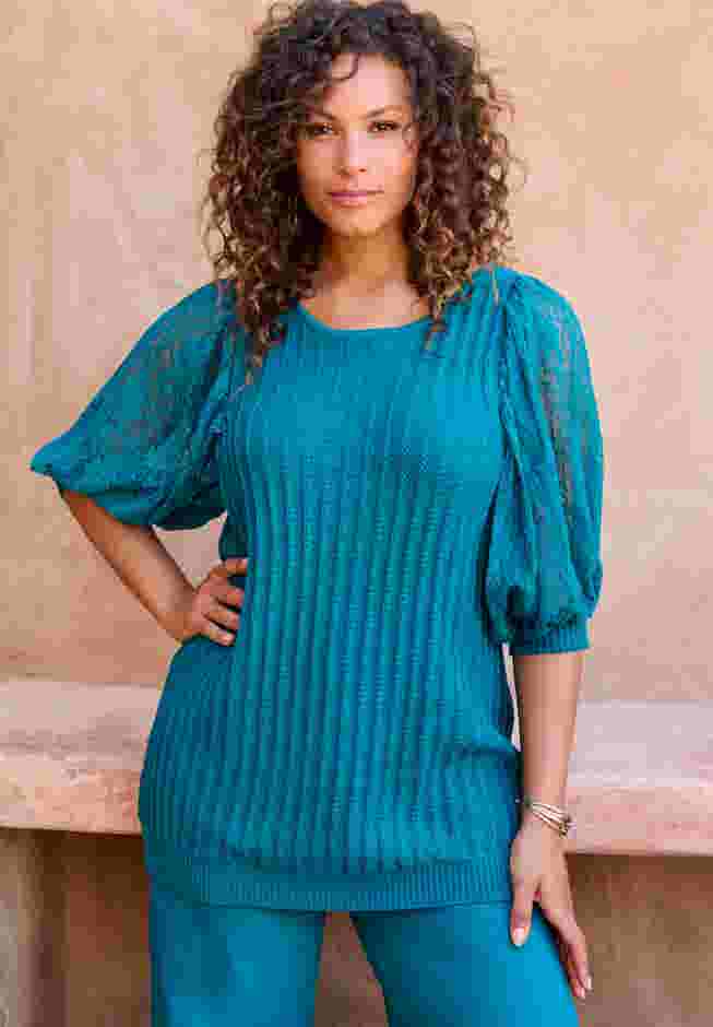 Lace Sleeve Sweater image number 1