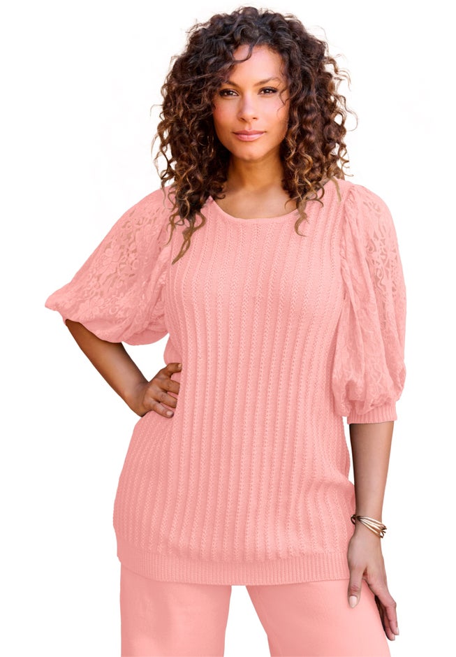Lace Sleeve Sweater image number 0