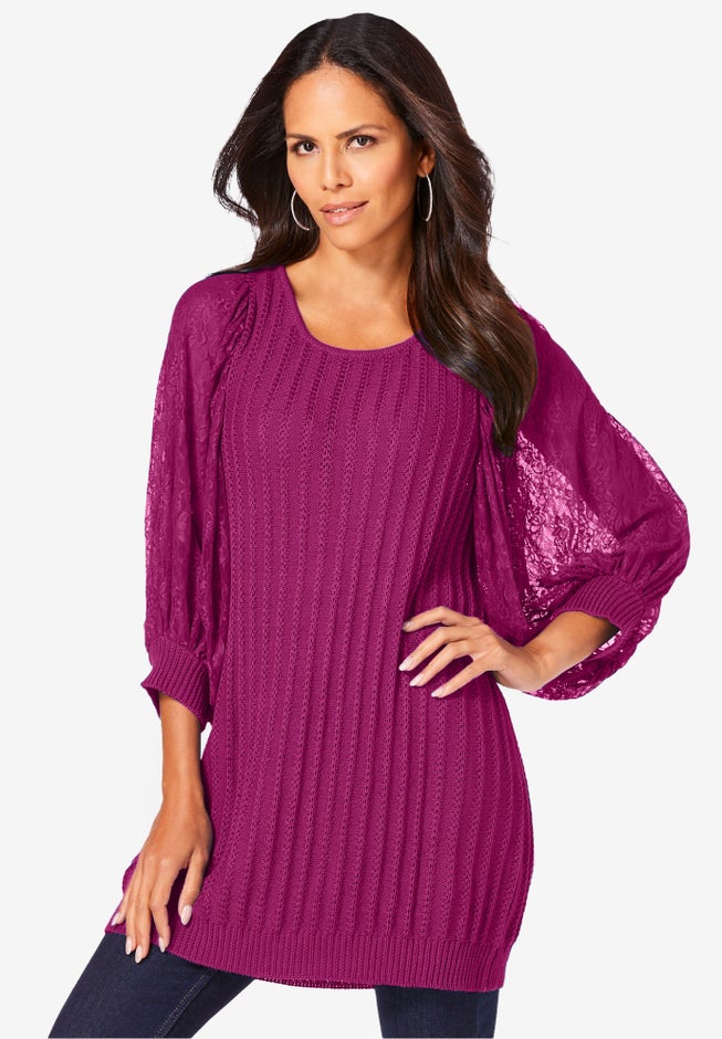 Lace Sleeve Sweater image number 1