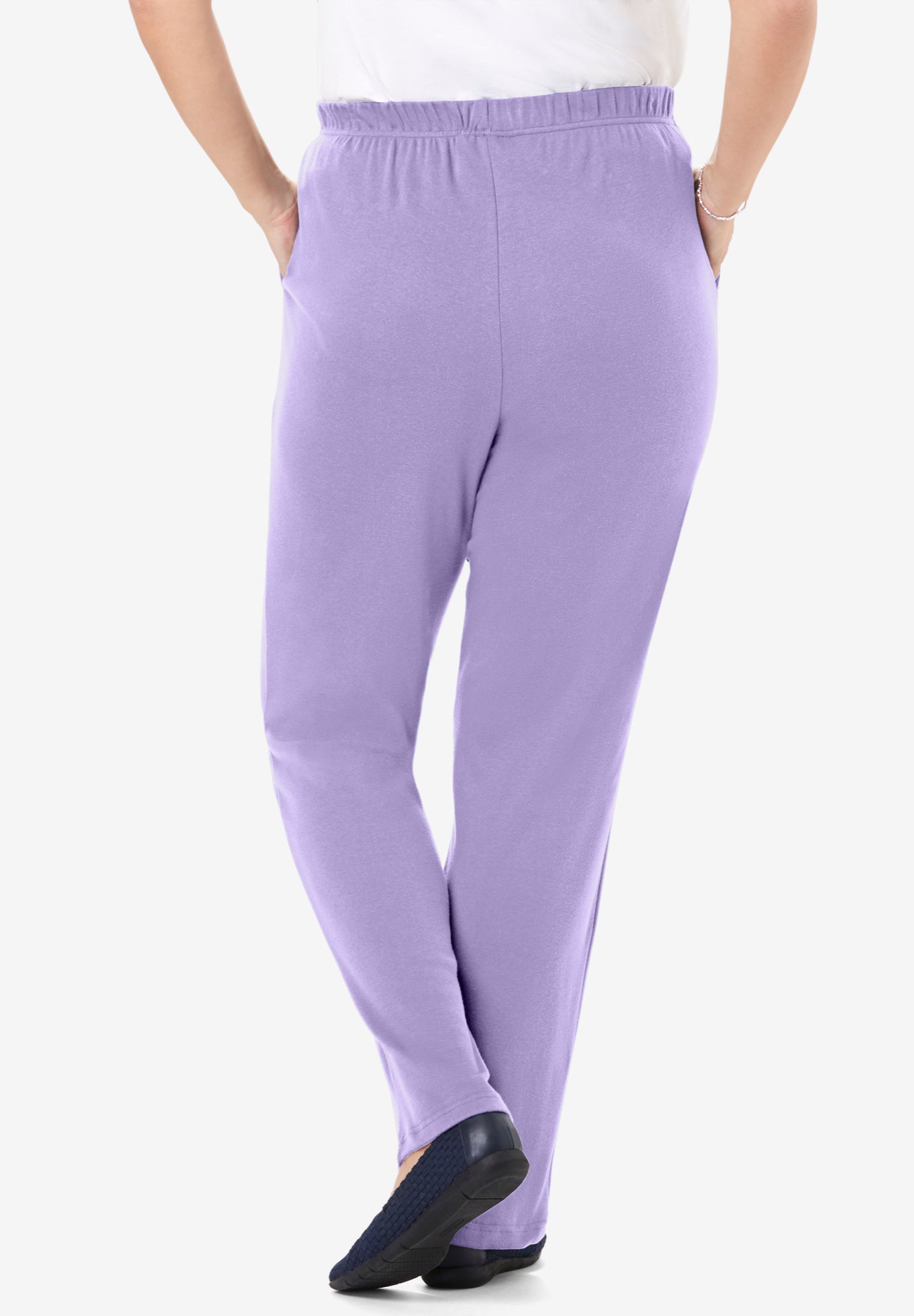 7-Day Straight-Leg Elastic-Waist Stretchy Knit Pant image number 2