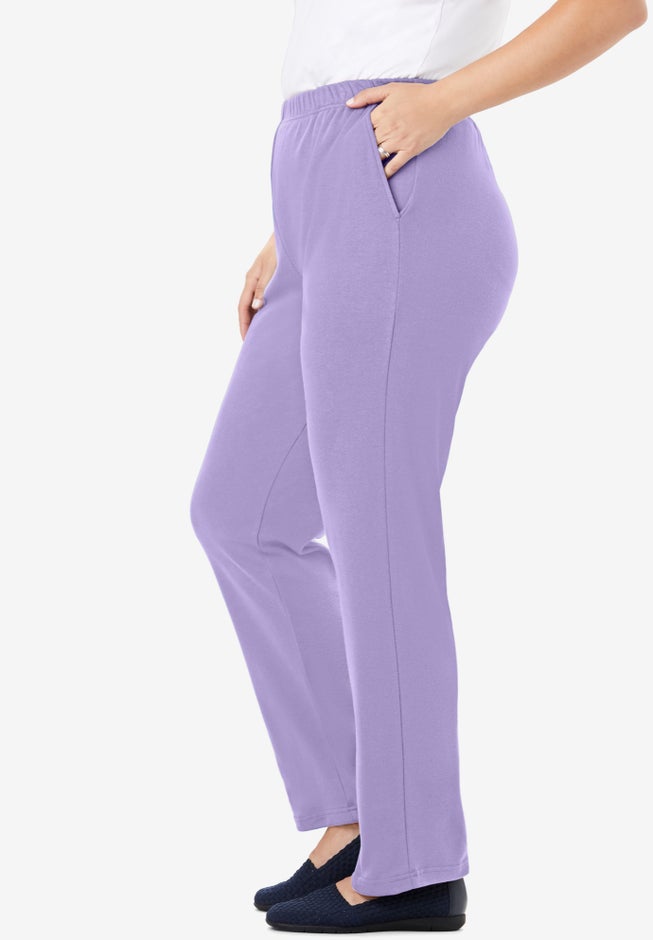 7-Day Straight-Leg Elastic-Waist Stretchy Knit Pant image number 3