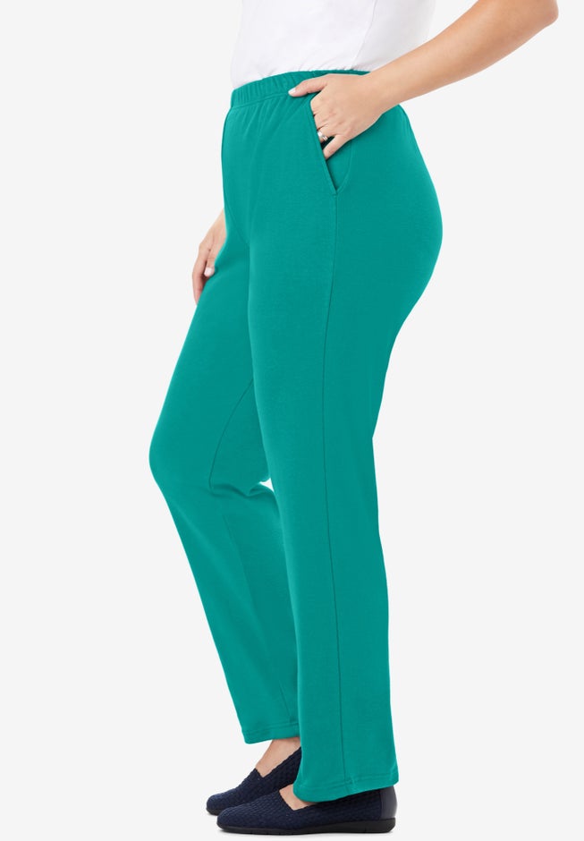 7-Day Straight-Leg Elastic-Waist Stretchy Knit Pant image number 2