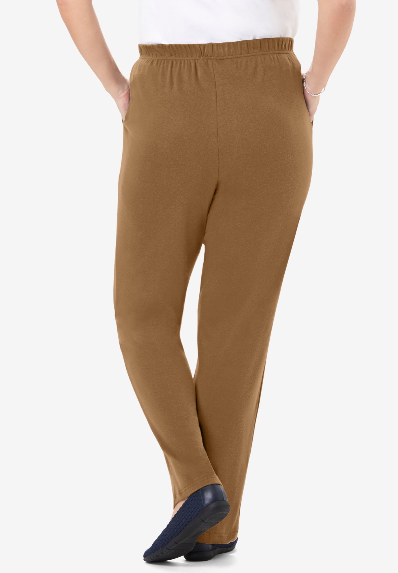 7-Day Straight-Leg Elastic-Waist Stretchy Knit Pant image number 2