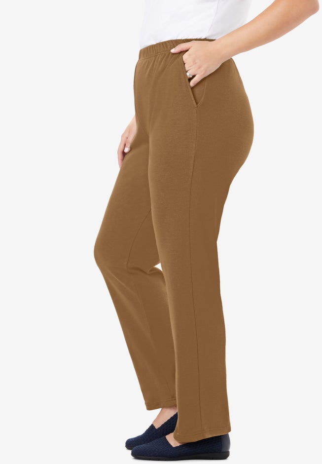 7-Day Straight-Leg Elastic-Waist Stretchy Knit Pant image number 3