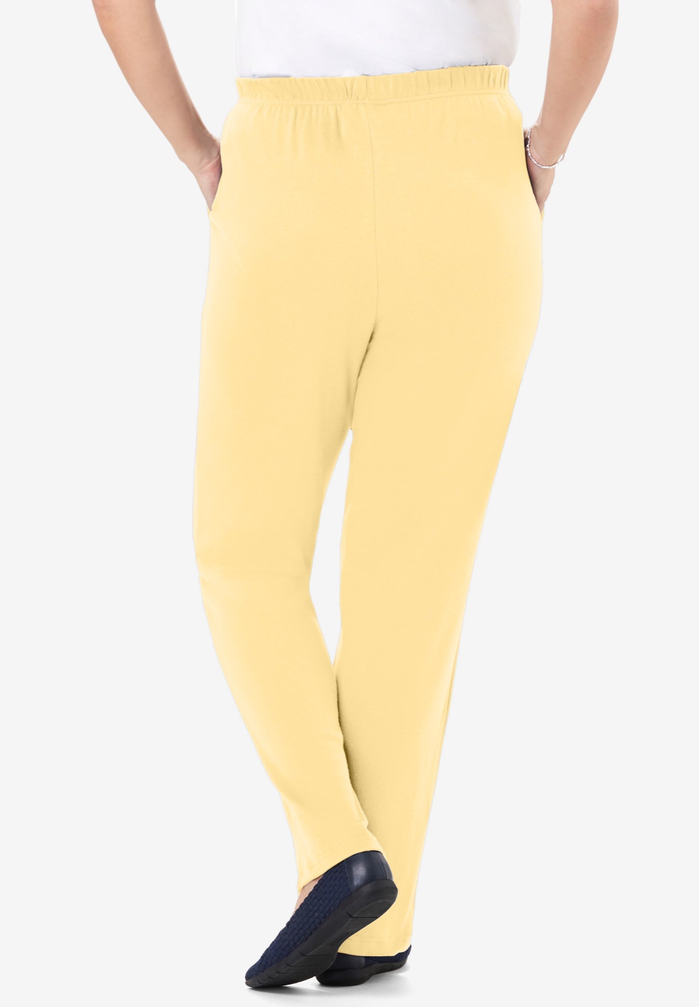 7-Day Straight-Leg Elastic-Waist Stretchy Knit Pant image number 2