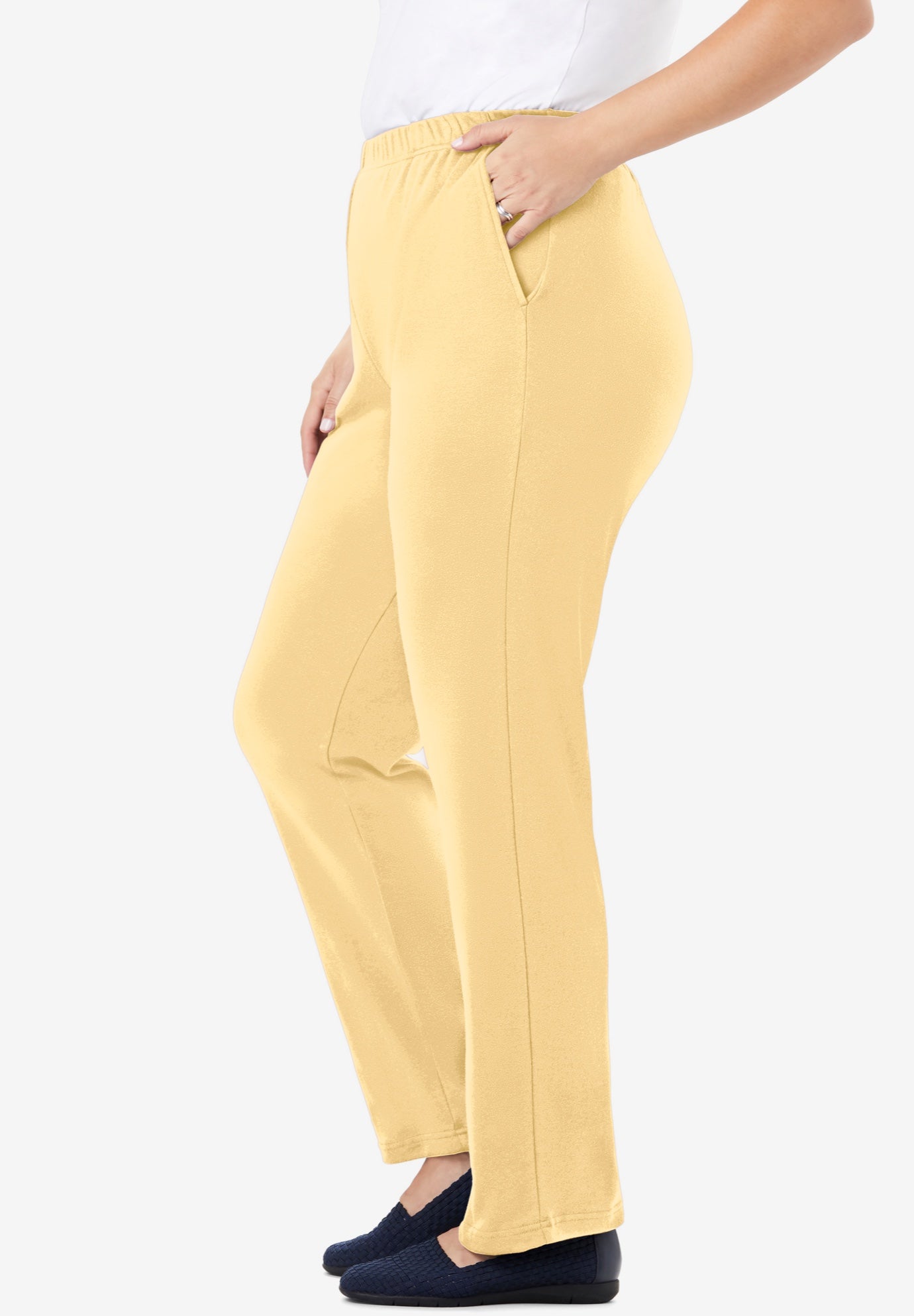 7-Day Straight-Leg Elastic-Waist Stretchy Knit Pant image number 3