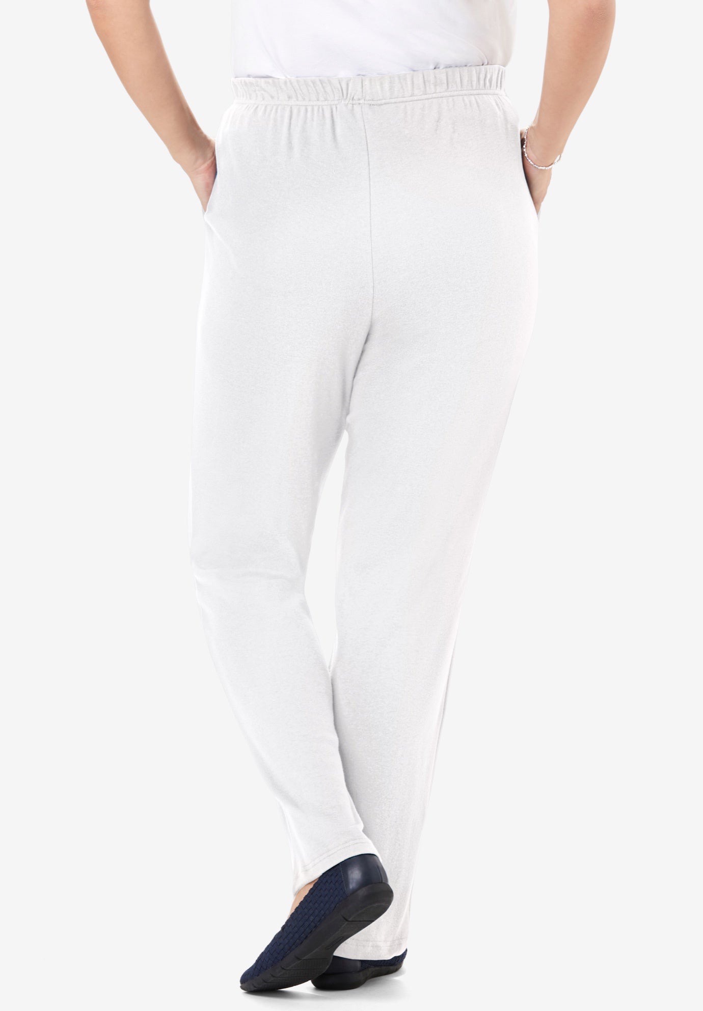 7-Day Straight-Leg Elastic-Waist Stretchy Knit Pant image number 2