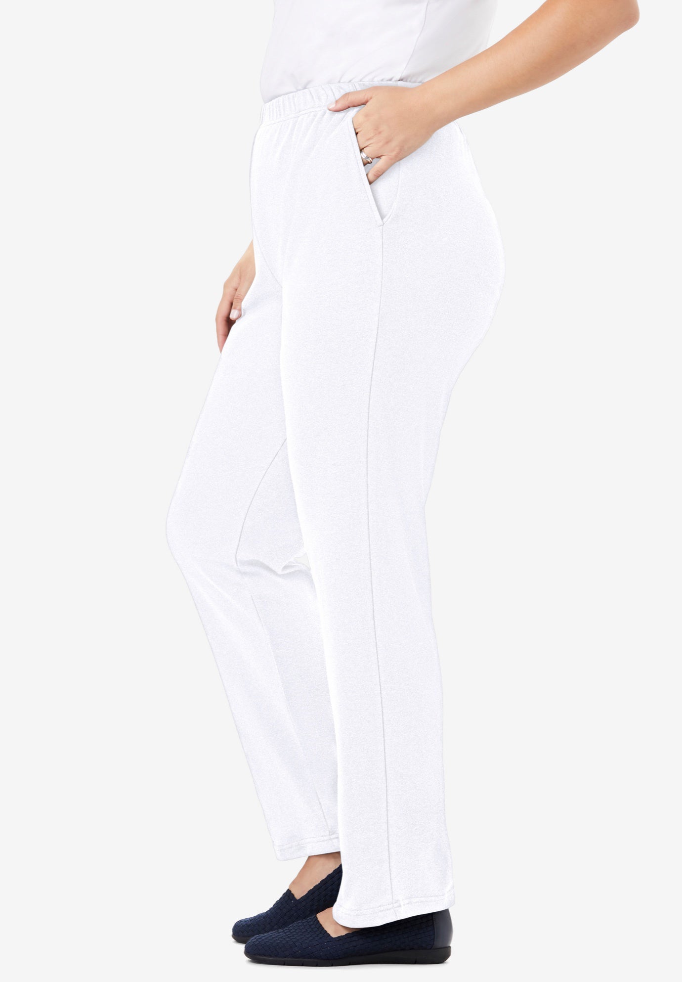 7-Day Straight-Leg Elastic-Waist Stretchy Knit Pant image number 3