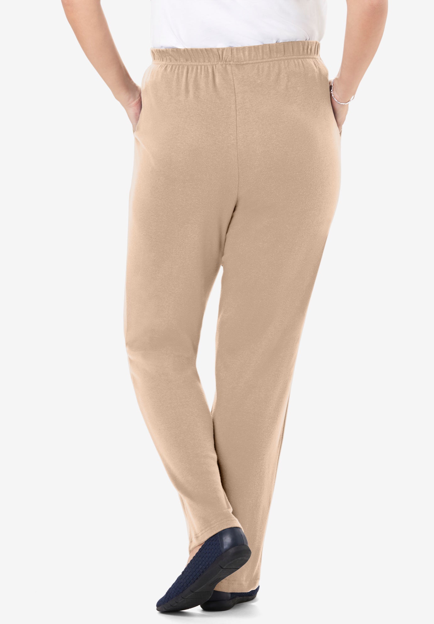 7-Day Straight-Leg Elastic-Waist Stretchy Knit Pant image number 1