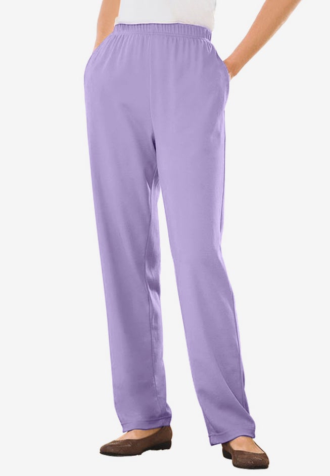 7-Day Straight-Leg Elastic-Waist Stretchy Knit Pant image number 1