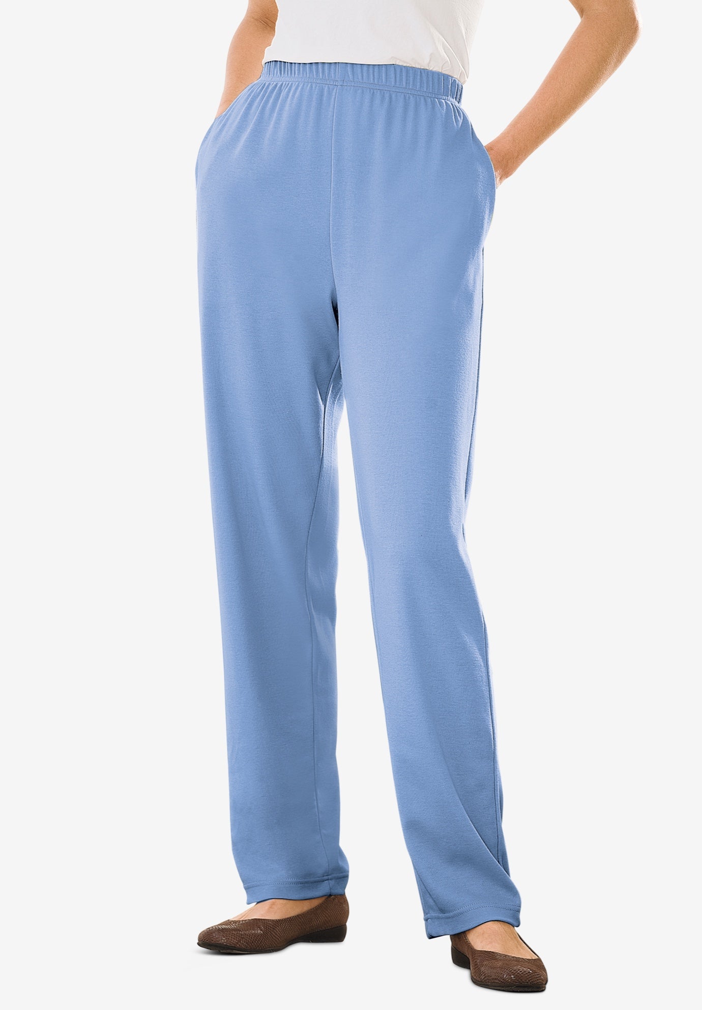 7-Day Straight-Leg Elastic-Waist Stretchy Knit Pant image number 0