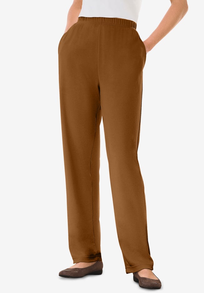 7-Day Straight-Leg Elastic-Waist Stretchy Knit Pant image number 1
