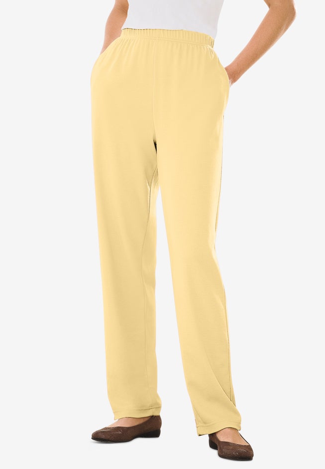 7-Day Straight-Leg Elastic-Waist Stretchy Knit Pant image number 1