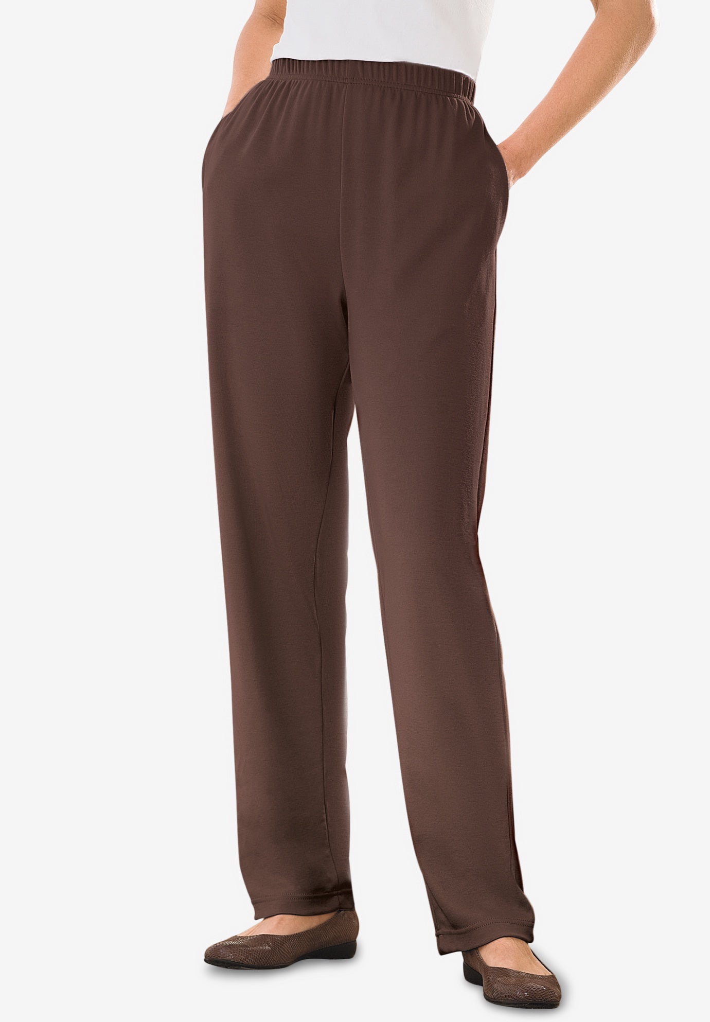 7-Day Straight-Leg Elastic-Waist Stretchy Knit Pant image number 0