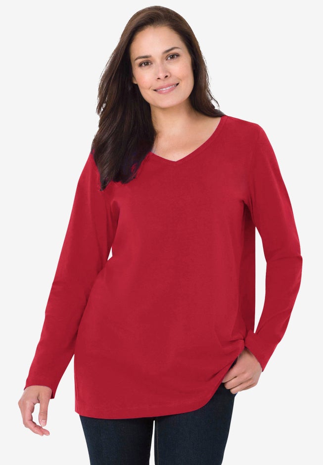 Perfect Printed Long-Sleeve V-Neck Tee image number 4