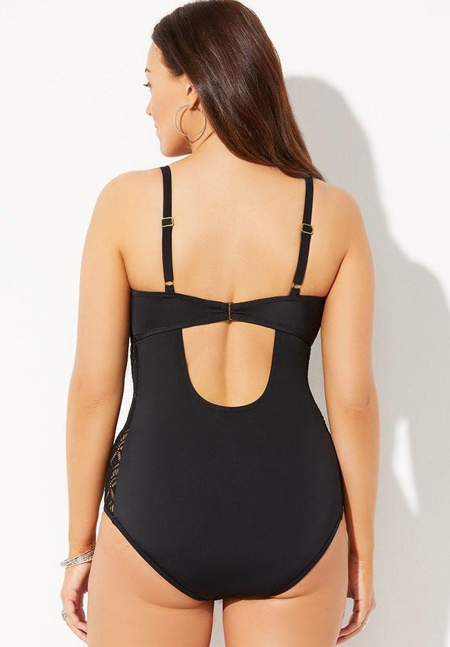 Crochet Underwire One Piece Swimsuit image number 3