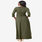 Stretch Knit Faux Wrap Maxi Dress image number null