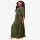 Stretch Knit Faux Wrap Maxi Dress image number null