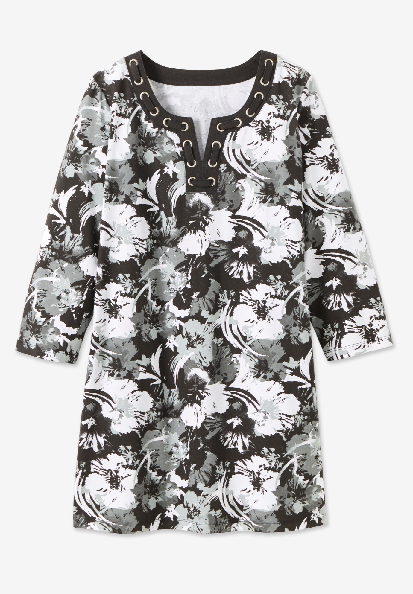 7-Day Three-Quarter Sleeve Grommet Notch Tunic image number 5