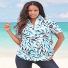 Plus Size Kate Short Sleeve Easy Cotton-Blend Button-Front Shirt image number null