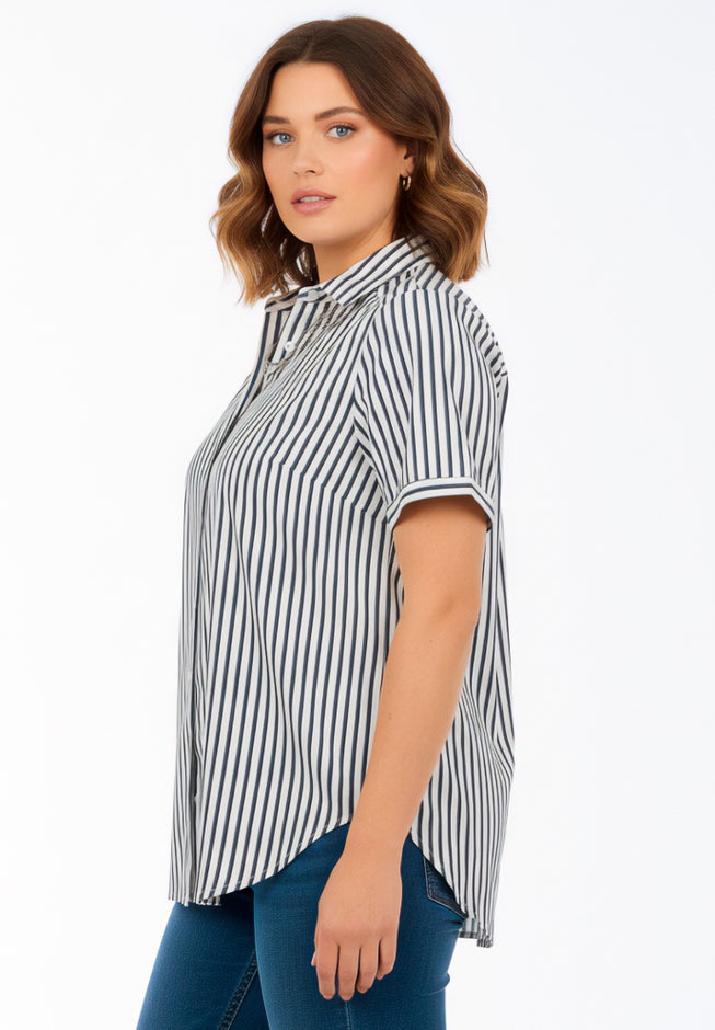 Plus Size Kate Short Sleeve Easy Cotton-Blend Button-Front Shirt image number 2