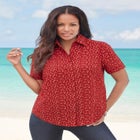 Plus Size Kate Short Sleeve Easy Cotton-Blend Button-Front Shirt image number null