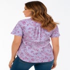 Plus Size Kate Short Sleeve Easy Cotton-Blend Button-Front Shirt image number null