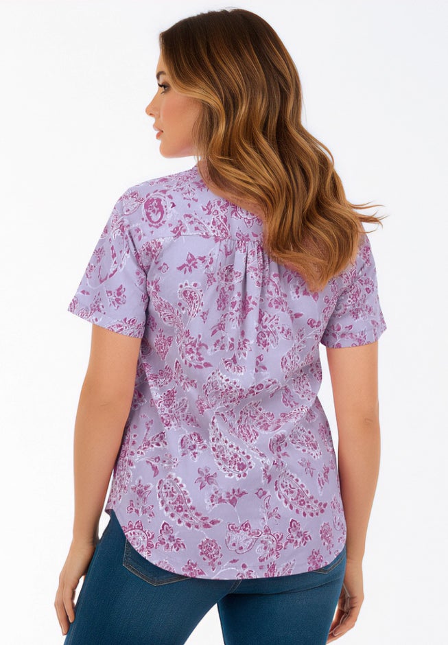 Plus Size Kate Short Sleeve Easy Cotton-Blend Button-Front Shirt image number 1