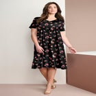 Plus Size Short Sleeve Sleeve Swing Dress image number null