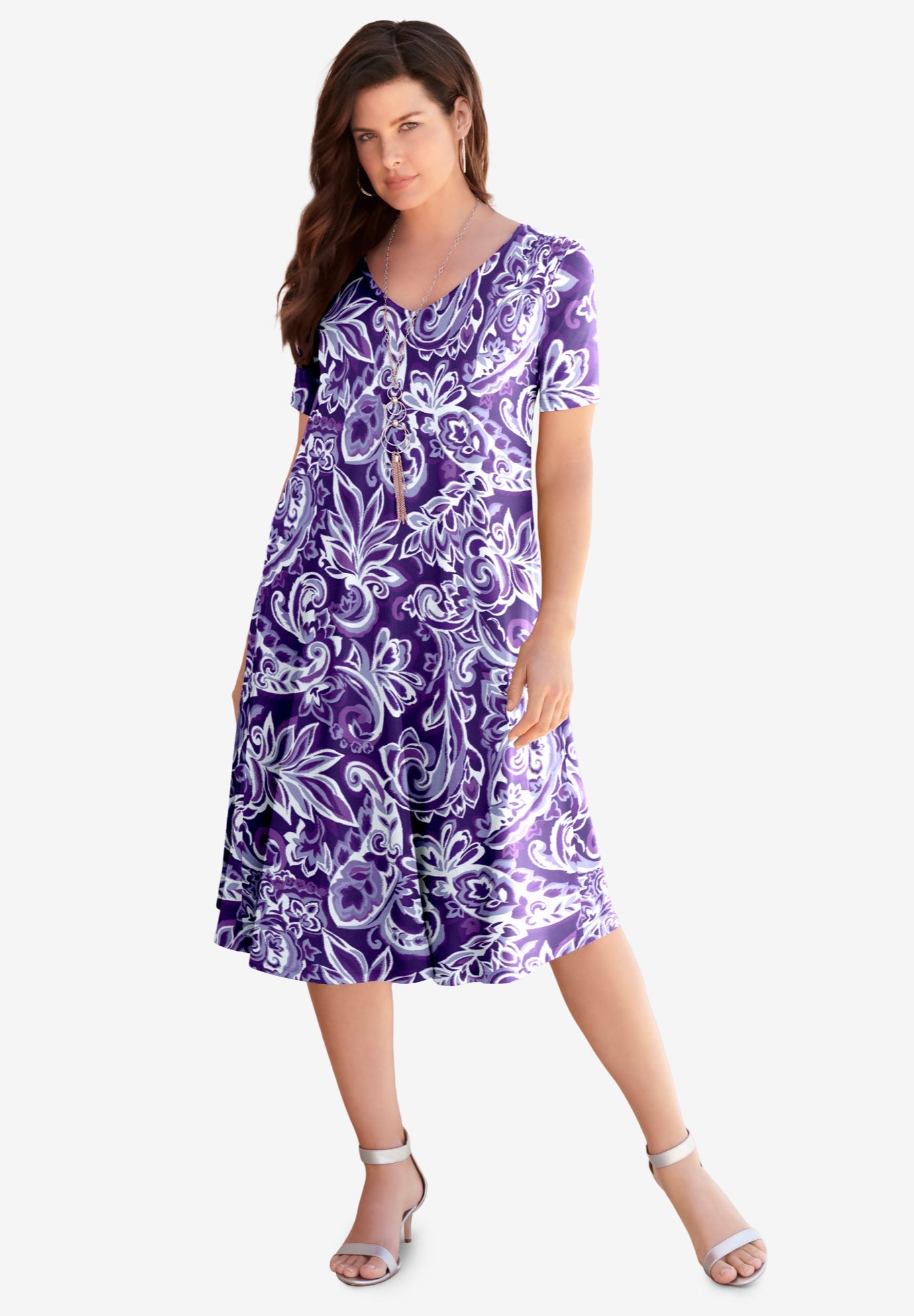 Plus Size Short Sleeve Sleeve Swing Dress image number 0