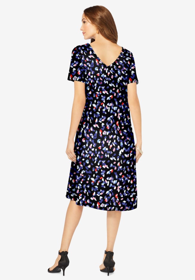 Plus Size Short Sleeve Sleeve Swing Dress image number 1