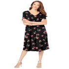 Plus Size Short Sleeve Sleeve Swing Dress image number null