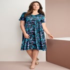 Plus Size Short Sleeve Sleeve Swing Dress image number null