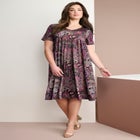 Plus Size Short Sleeve Sleeve Swing Dress image number null