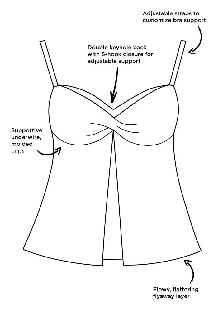 Faux Flyaway Crochet Underwire Tankini Top image number 2