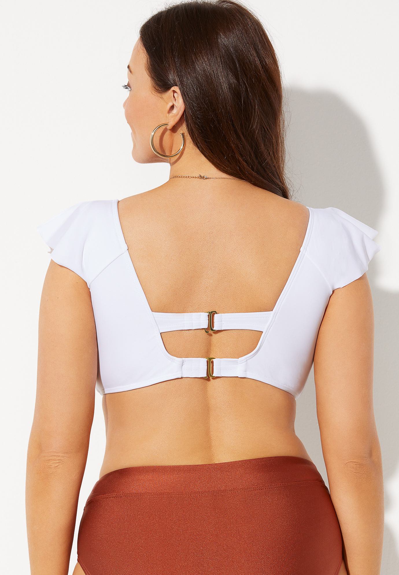 Tie Front Cup Sized Cap Sleeve Underwire Bikini Top image number 1