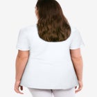 Stretch Knit V-neck Short Sleeve Chest Pocket Tunic image number null