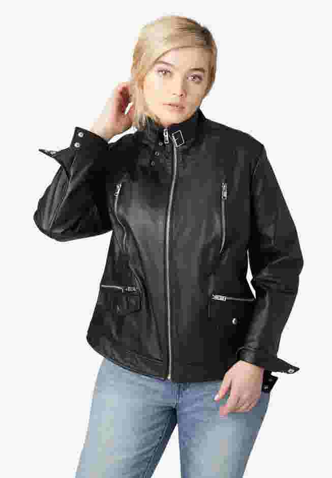 Zip Front Leather Jacket image number 2