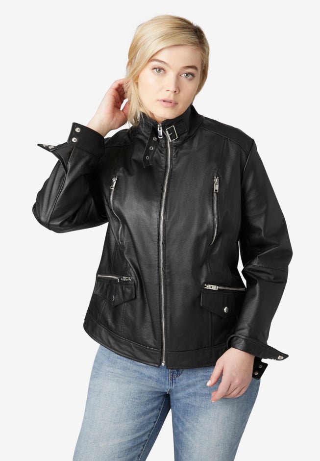 Zip Front Leather Jacket image number 2