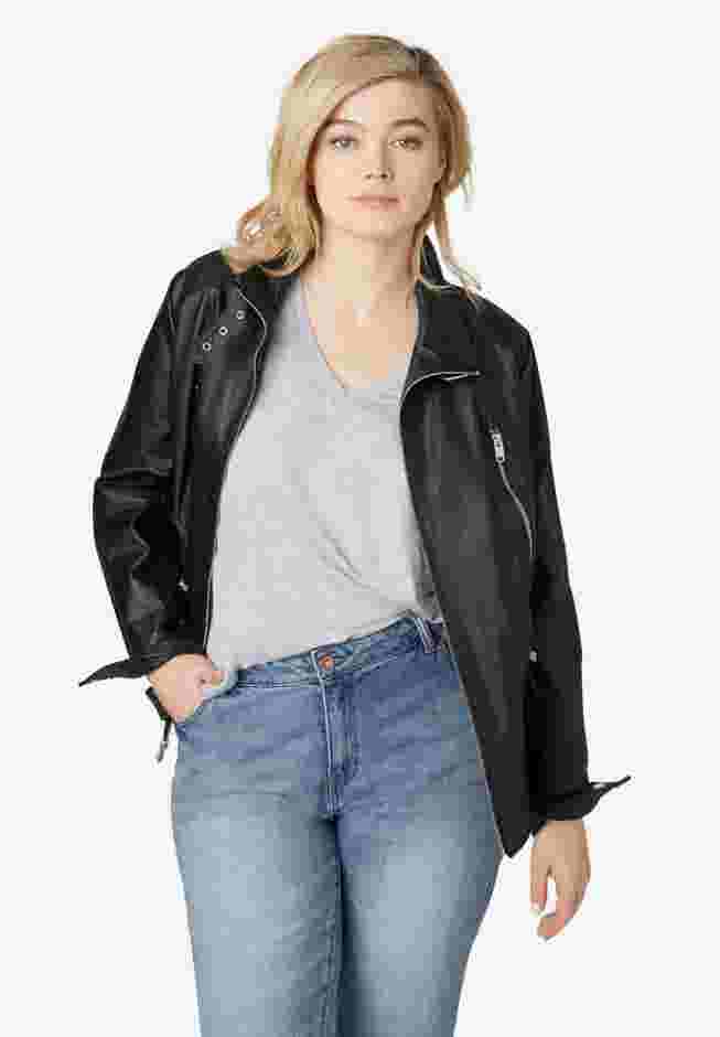 Zip Front Leather Jacket image number 3