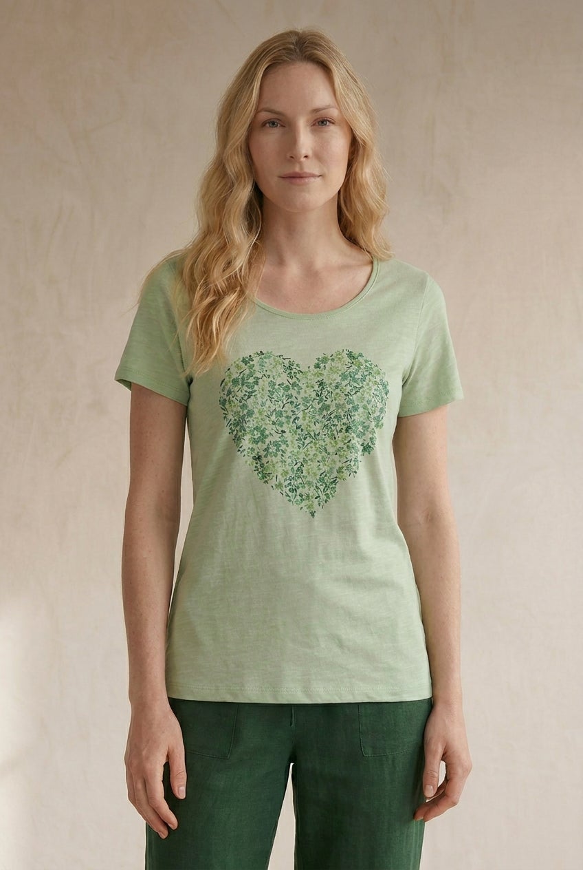 100% Cotton Jersey Slub Scoopneck Short Sleeve Graphic Tee image number 0