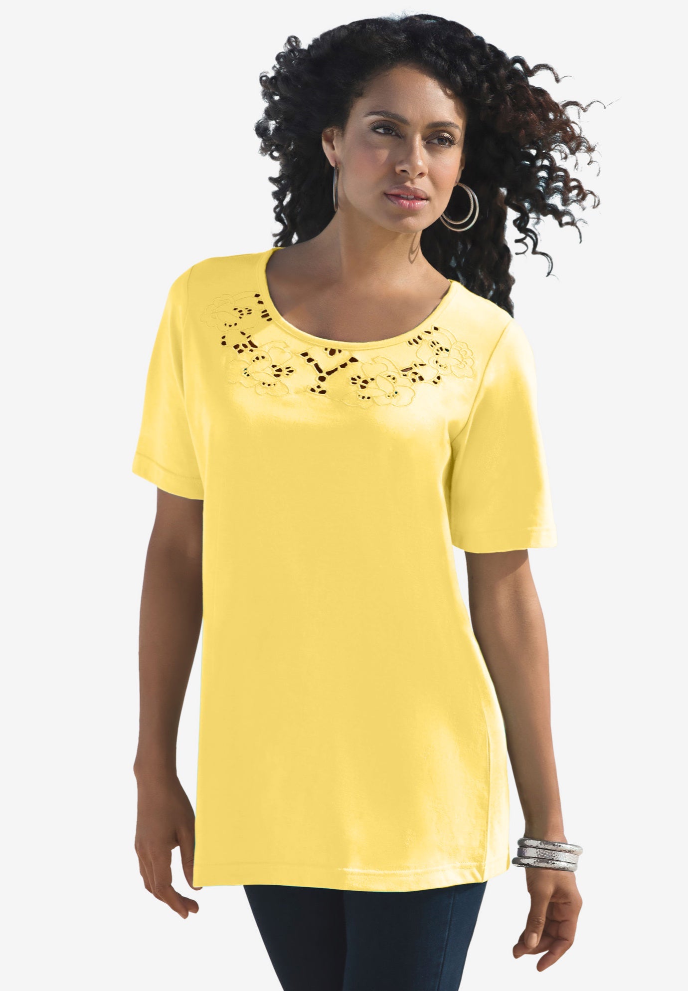 Eyelet Cutout Tee image number 0