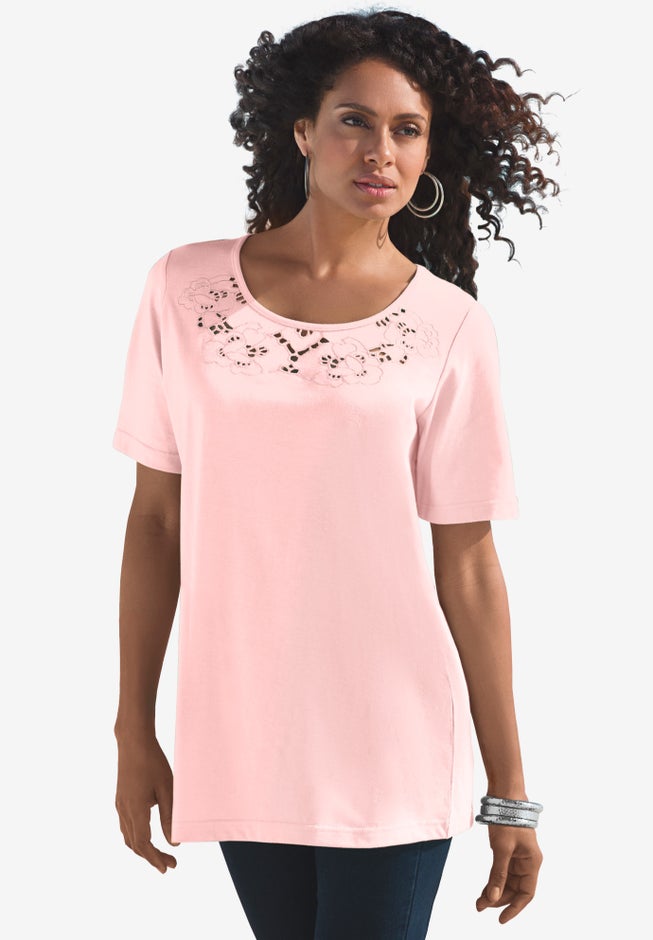 Eyelet Cutout Tee image number 0