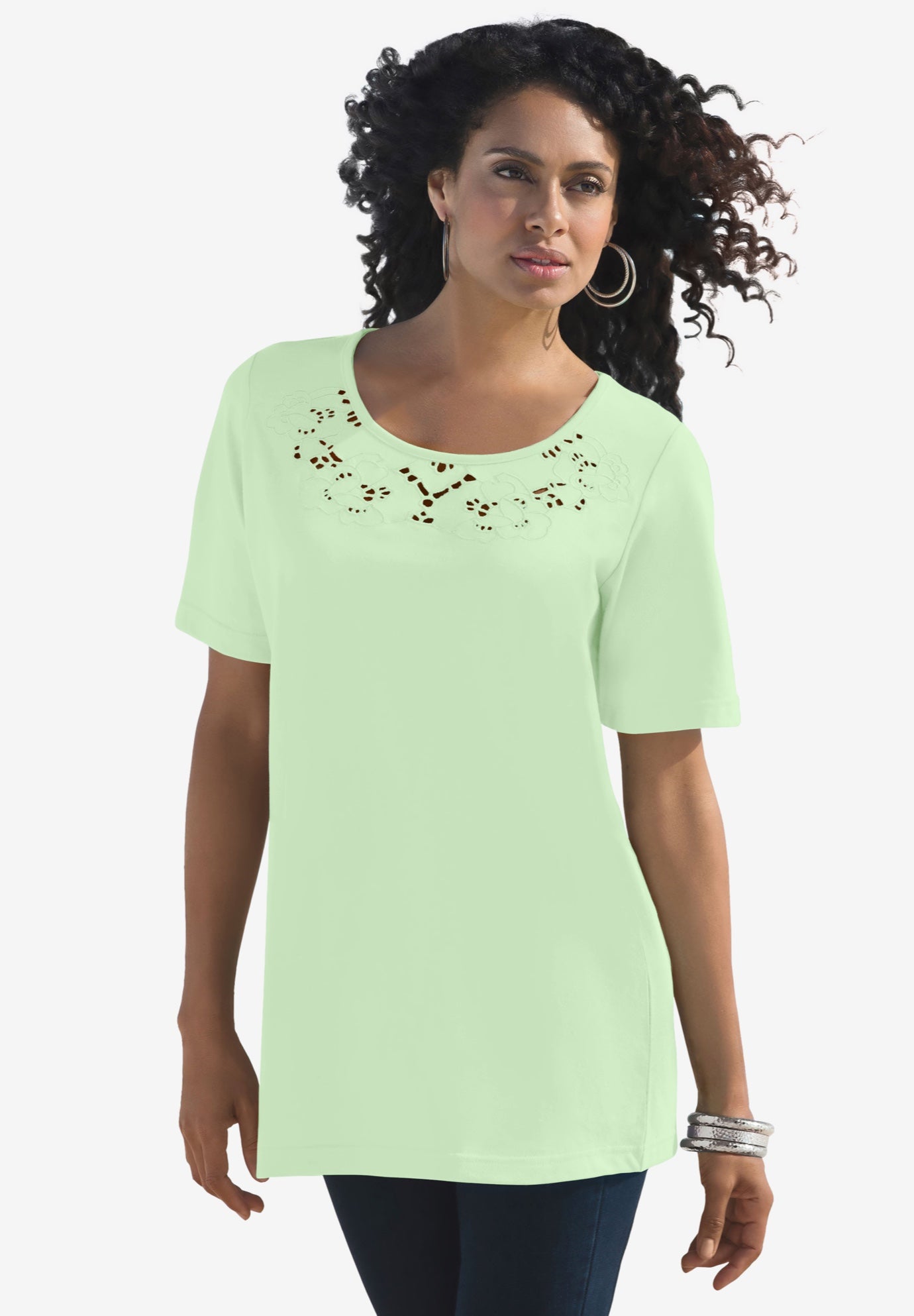 Eyelet Cutout Tee image number 0