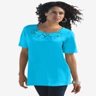 Eyelet Cutout Tee image number null